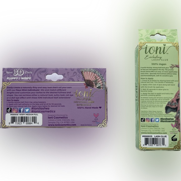 NEW IONI Faux Mink Individual Lash Extensons 3-STRAND Medium-Full & Eyelash Glue - Picture 2 of 6